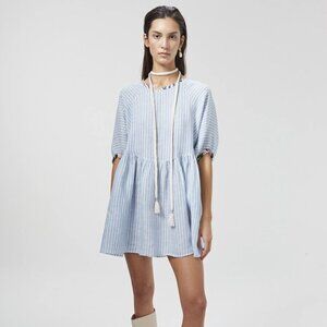 Lanhtropy Alcala Linen Dress - Light Blue and White Stripe